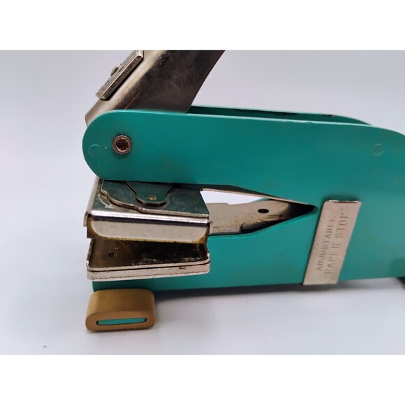 Vtg.  Pirouette Desk Stationary EMBOSSER Stamper Midcentury Mod Aqua Reef Blue - Picture 9 of 13